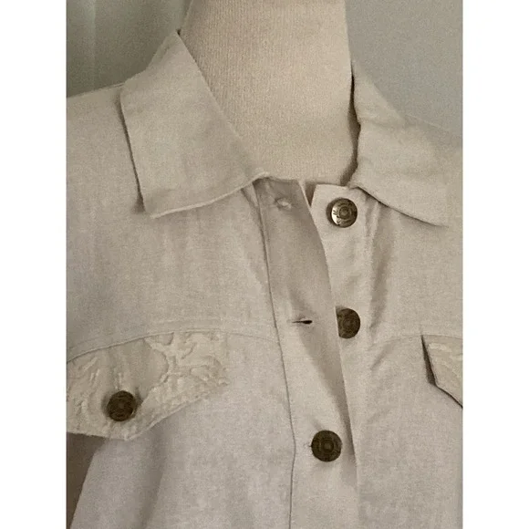 NWT Simply Noelle Shirt Size 12-14 Tan lace Back Ruffle TradWife Boho - Picture 3 of 12